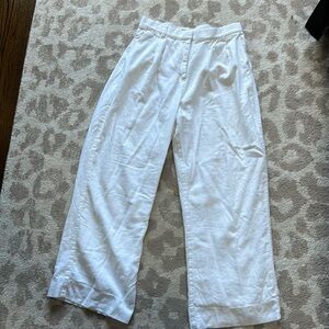 Abercrombie and Fitch Sloane Tailored Linen Pant - White Medium Short